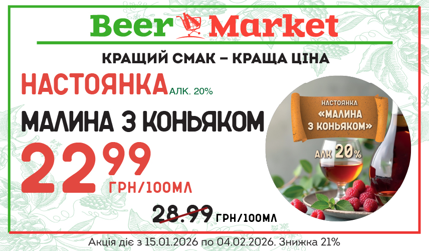 Акція на Малина з коньяком 20%